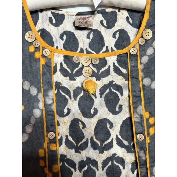 Zoie Dress Womens Actual XS Gray Orange Midi Bohemian Tassels Cotton Sheath - AC - Picture 8 of 9